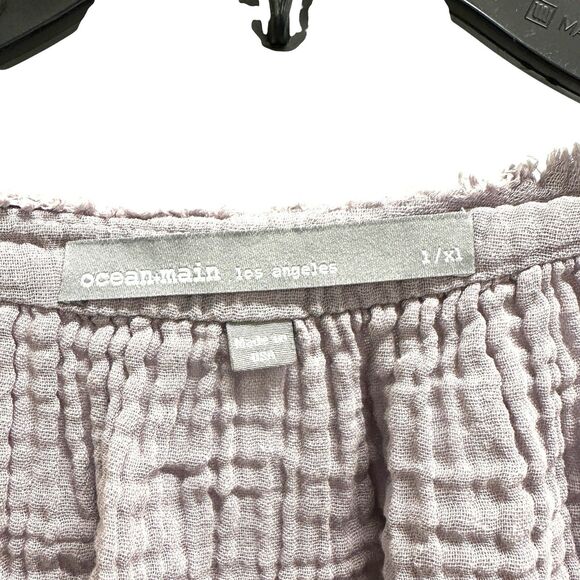 Ocean Main LA Maxi Kaftan Dress Double Gauze Raw Edge Dessert Amethyst M/L $260 - Picture 6 of 11